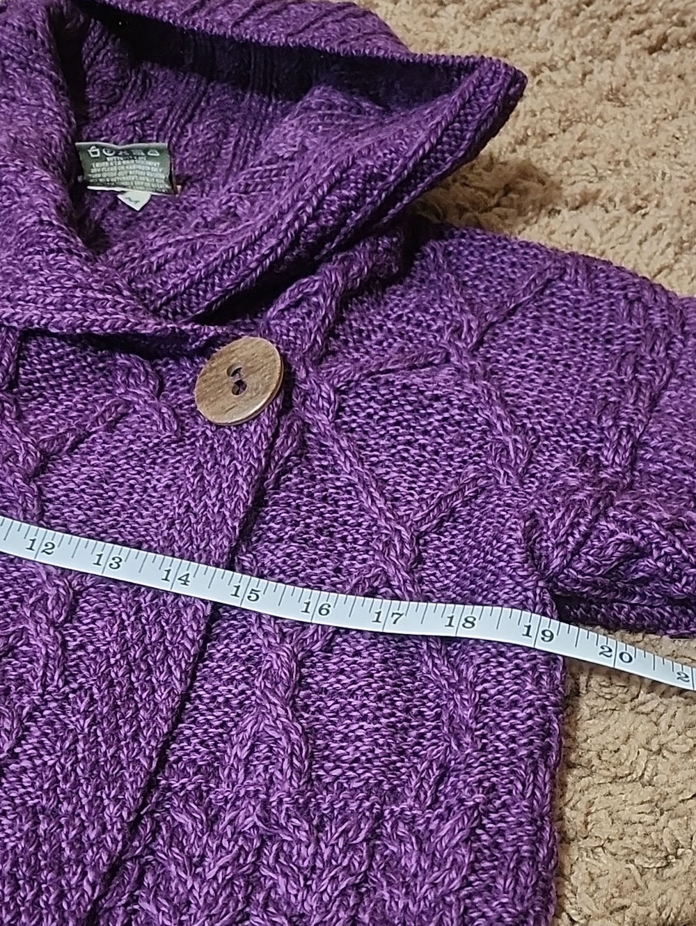Purple Cable-Knit Turtleneck Sweater - Picture 4 of 5